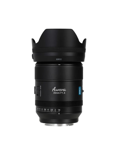 Sirui Aurora AF 35mm f/1.4 full-frame autofocus lens with petal hood