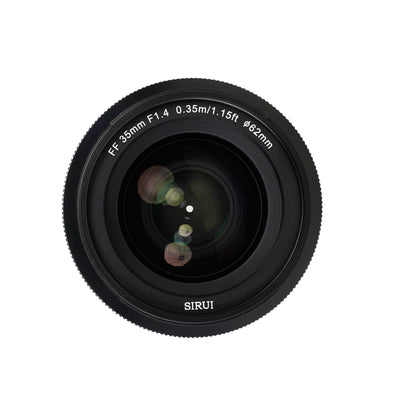 Sirui Aurora FF 35mm f/1.4 front element with 62mm filter thread