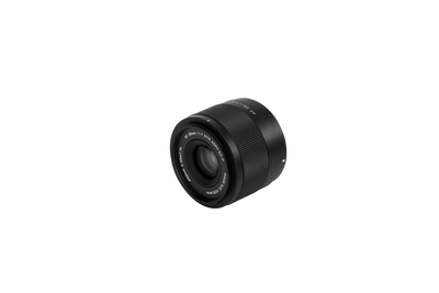 Viltrox Air AF 35mm f/1.7 compact APS-C lens, angled view of the front element