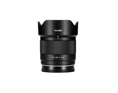 Viltrox Air AF 35mm f/1.7 APS-C autofocus lens for Sony E-mount, with petal hood