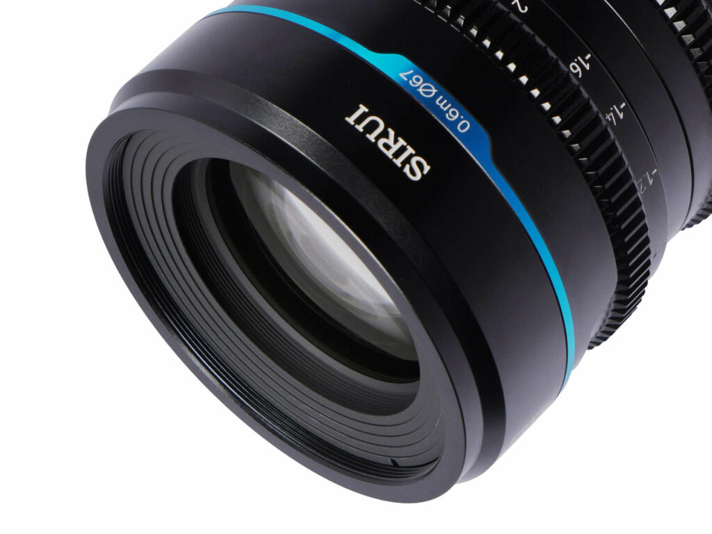 Sirui Night Walker cine lens front element close-up with 67mm filter thread