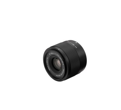 Viltrox Air AF 35mm f/1.7 STM APS-C lens, angled view of the front element
