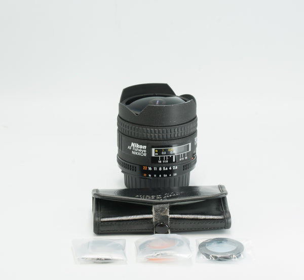 SUPERB Nikon 16mm f2.8D FISHEYE AF lens with filters