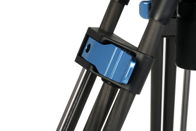 Sirui SQ100 tripod blue flip lock on the carbon fibre legs, close-up