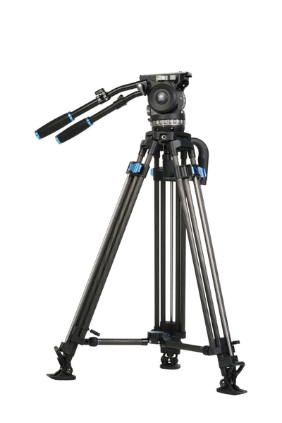 Sirui SQ100 video tripod with mid-level spreader and twin pan handles
