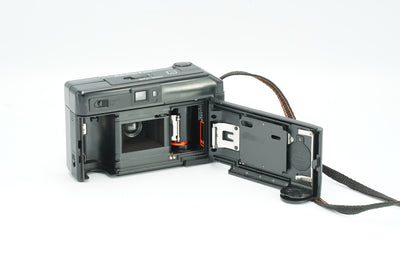 Canon Autoboy 2 with the back open, showing the film chamber