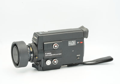 Canon Auto Zoom 512XL Electronic Super 8 movie camera with lens cap and wrist strap