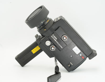 Canon Auto Zoom 512XL Electronic Super 8 camera with pistol grip unfolded