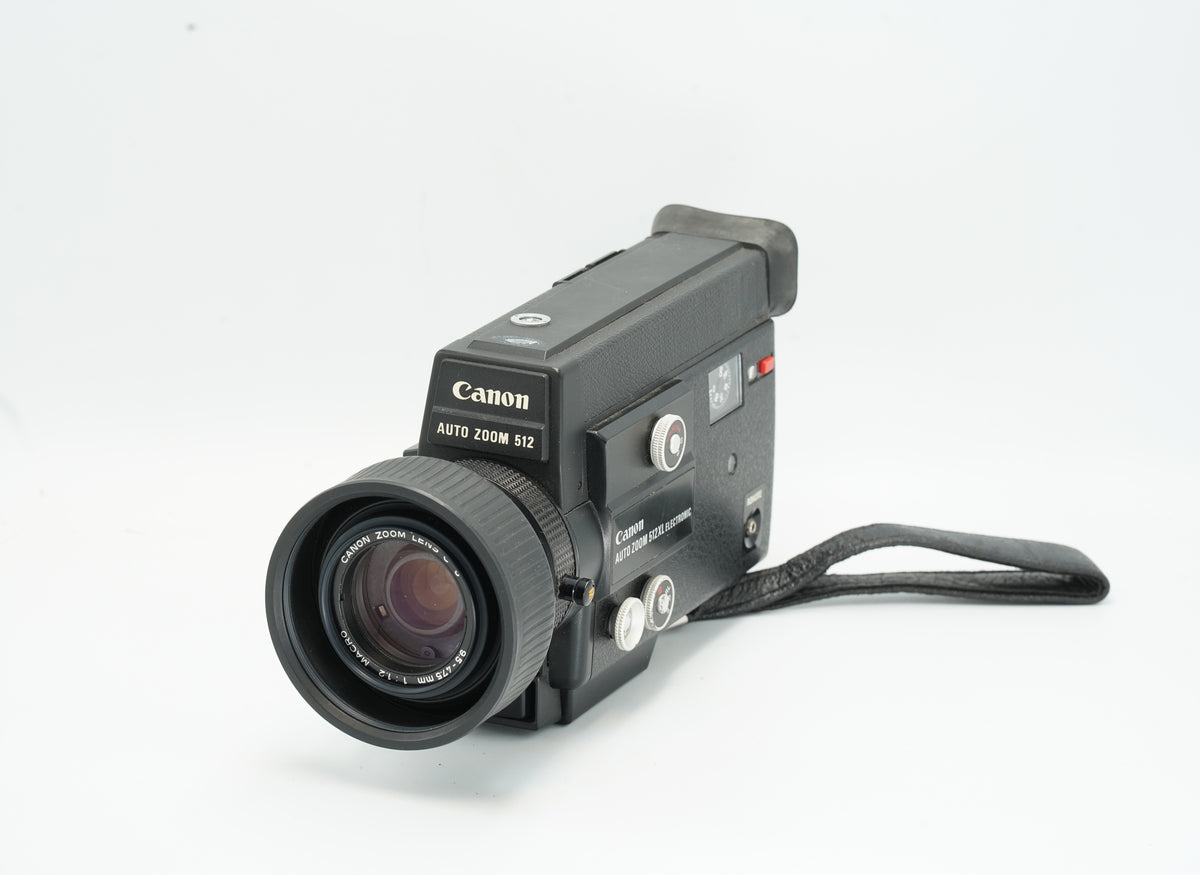 Canon Auto Zoom 512XL Super 8 camera, front view of the zoom lens