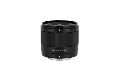 Viltrox Air AF 15mm f/1.7 XF compact lens, angled front view