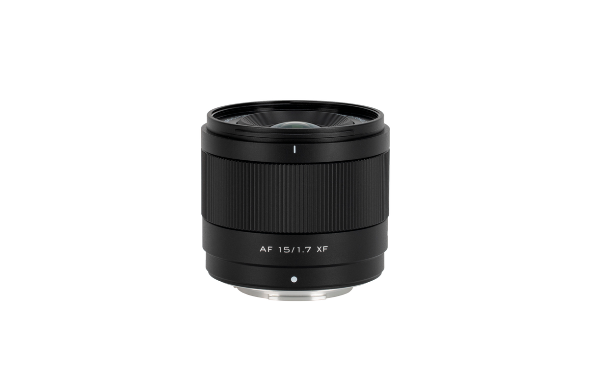 Viltrox Air AF 15mm f/1.7 XF compact lens, angled front view
