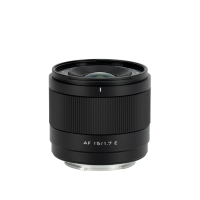 Viltrox Air AF 15mm f/1.7 E Sony lens, front view of the front element