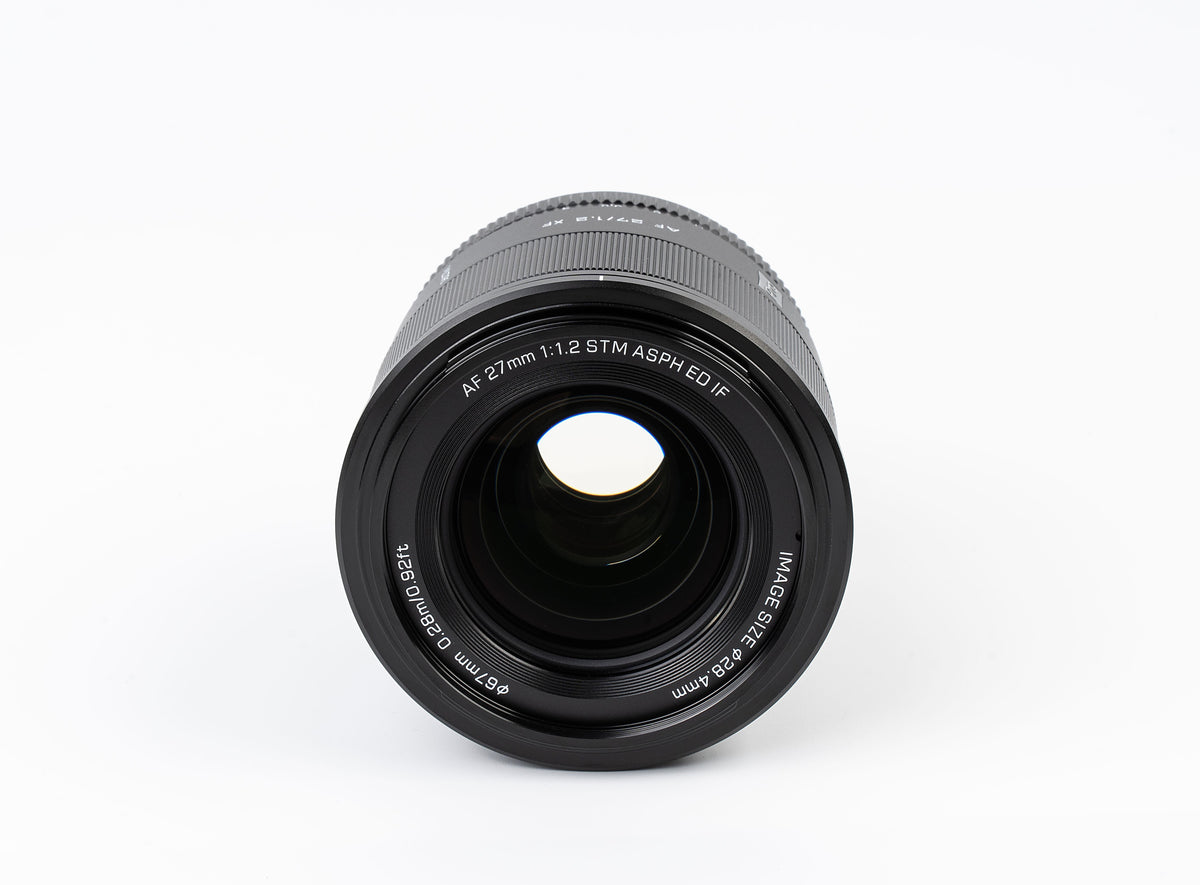 Viltrox AF 27mm f/1.2 Pro front element with 67mm filter thread