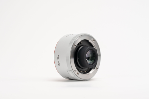 Viltrox 2.0x teleconverter, angled view with release lever
