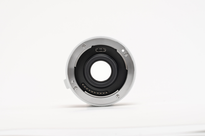 Viltrox 2.0x teleconverter front mount, straight-on view with USB-C port