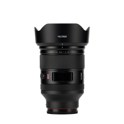 Viltrox LAB AF 35mm f/1.2 FE full-frame autofocus lens for Sony E-mount, with petal hood