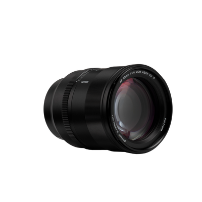 Viltrox AF 85mm f/1.4 Pro full-frame Sony E lens, front three-quarter view