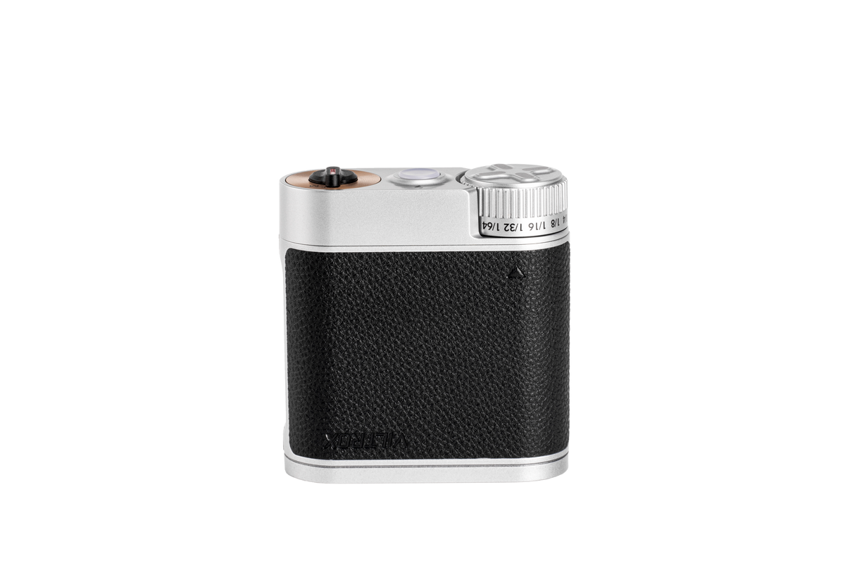 Viltrox Vintage Z1+ silver flash, rear view with leather panel