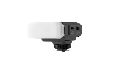Viltrox Spark Z3 flash with diffuser fitted, side view