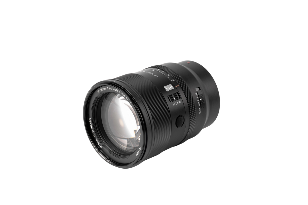 Viltrox AF 85mm f/1.4 Pro Nikon Z lens, angled view of the front element