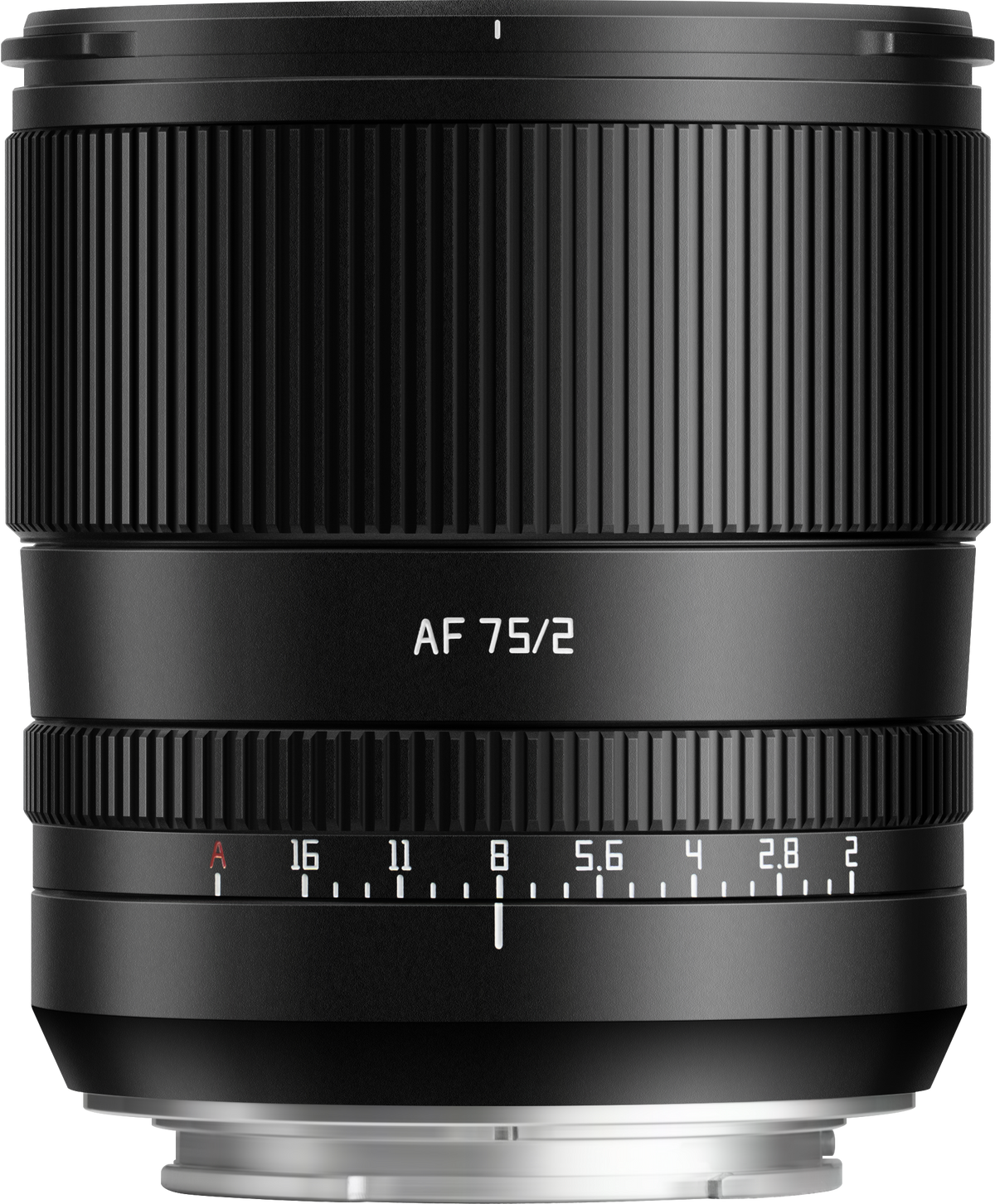 TTArtisan AF 75mm f/2 lens, side view with aperture ring