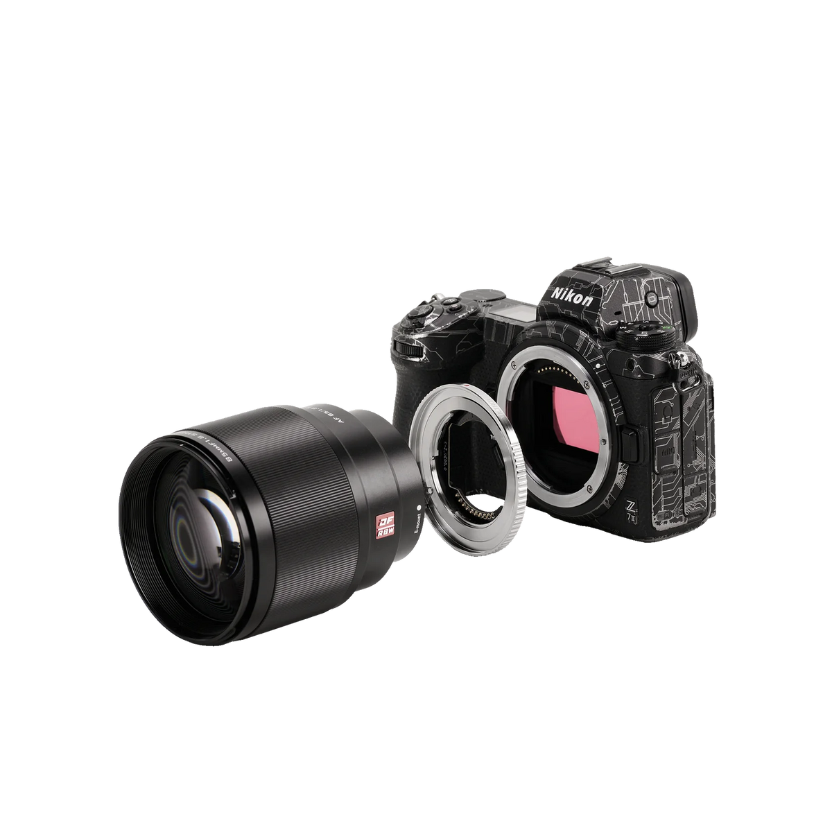 Viltrox E-Z adapter with a Sony E lens and a Nikon Z camera