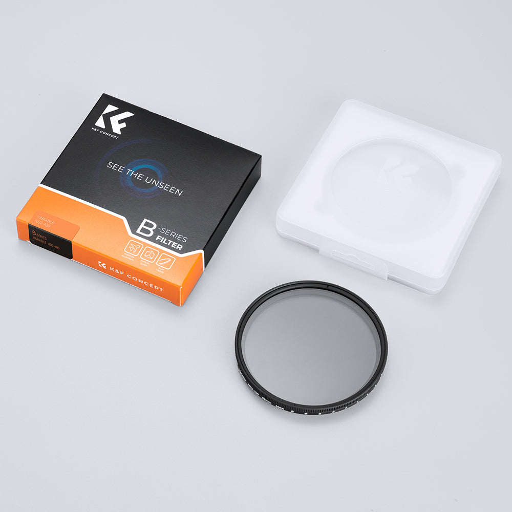 K&F Concept variable ND filter with box and plastic case