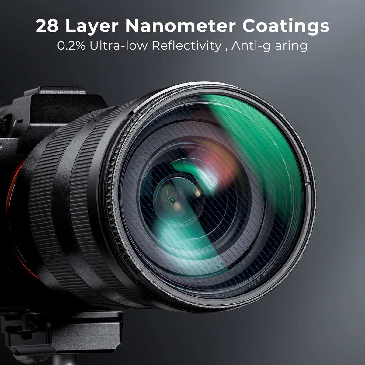 K&F CONCEPT 55mm BLUE FLARES Filter, scratch, water & reflection-proof