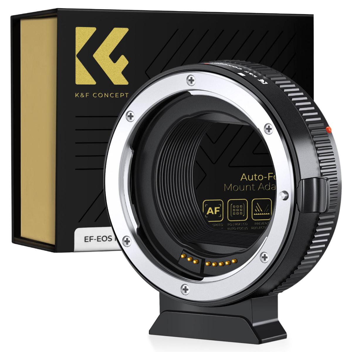 K&F Concept EF to EOS R autofocus lens mount adapter II with box