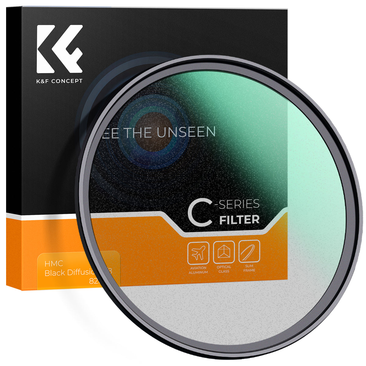 K&F Concept Nano-C black diffusion 1/8 filter with box