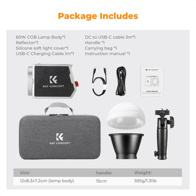K&F CONCEPT 60W Bi-Color COB Video Light