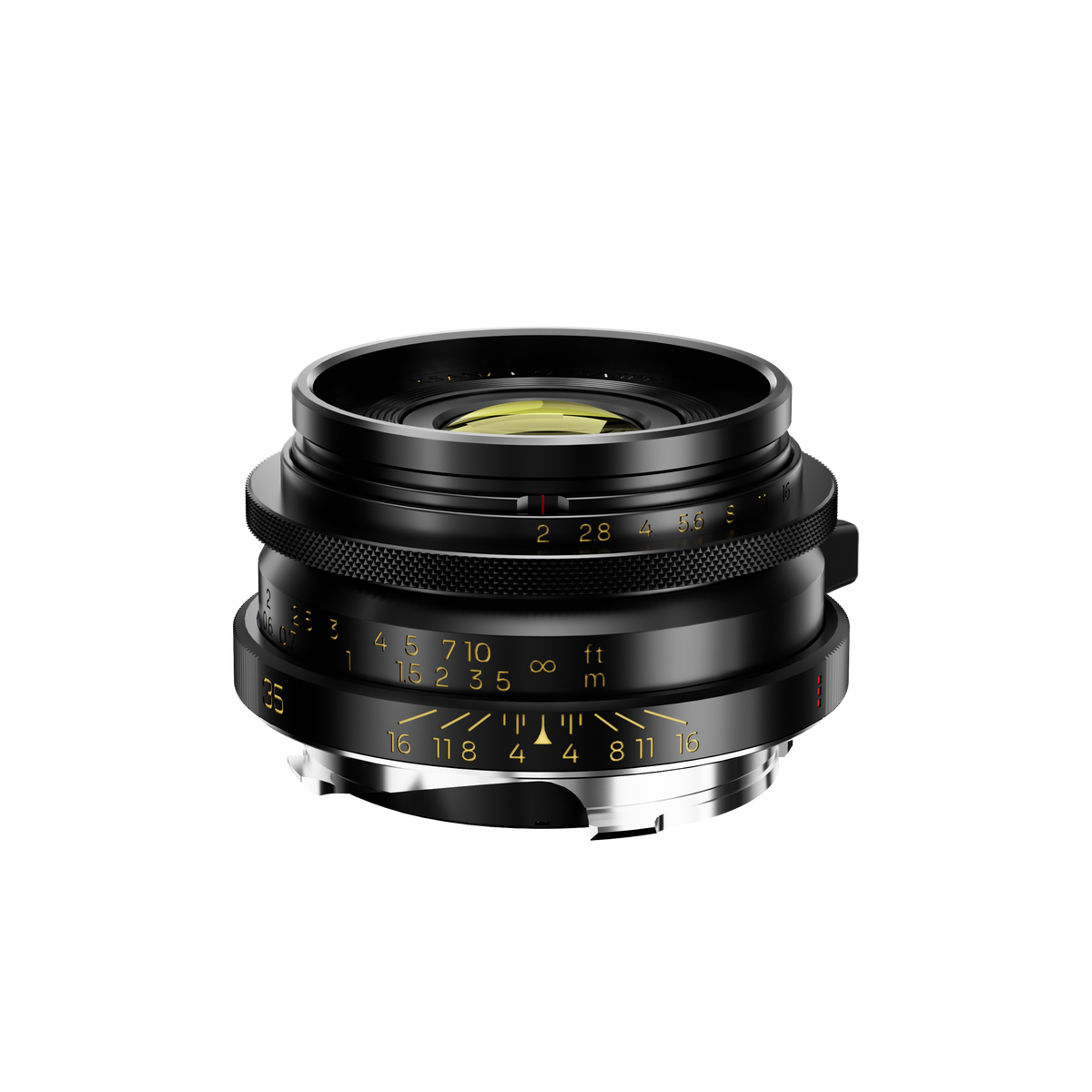 Thypoch Ksana 35mm f/2 black Leica M lens with gold focus scale