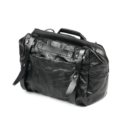Wotancraft Lightning Rider 12L full leather sling bag in black, front view
