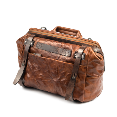 Wotancraft Lightning Rider 12L full leather sling bag in brown, front view
