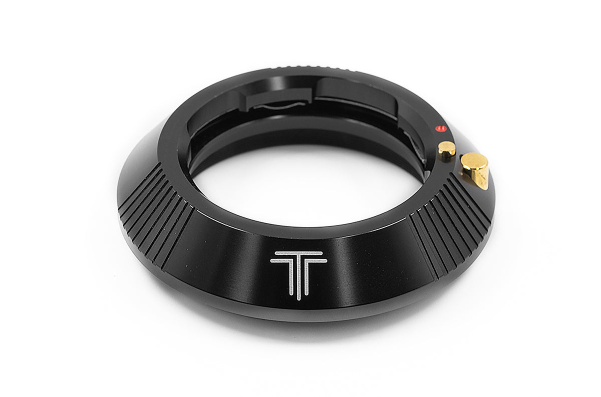 TTArtisan Leica M to Nikon Z lens adapter in black with T logo and brass release button