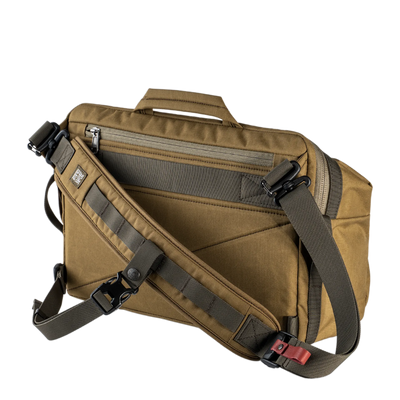 Wotancraft Lightning Rider v2 khaki sling bag, rear view with shoulder strap