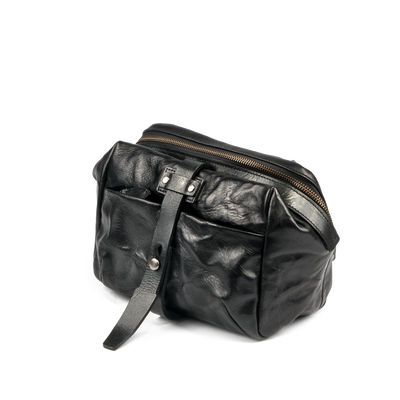 Wotancraft Mini Rider 3.5L full leather sling bag in black, front view