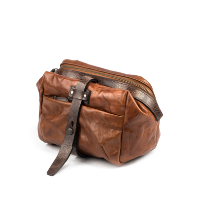 Wotancraft Mini Rider 3.5L full leather sling bag in brown, front view