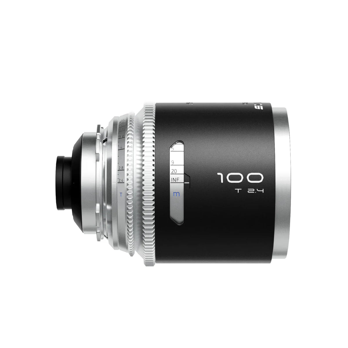 Blazar Mantis 100mm T2.4 anamorphic lens, side view with metre scale