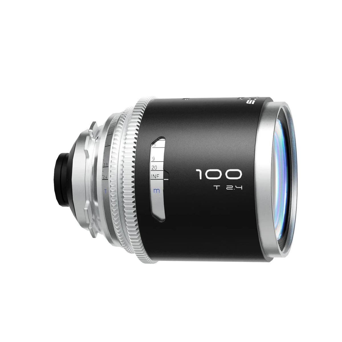 Blazar Mantis 100mm T2.4 anamorphic lens, side view with front element