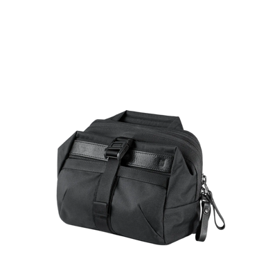 Wotancraft Mini Rider v2 4.5L sling bag in black Cordura with leather trim, front view