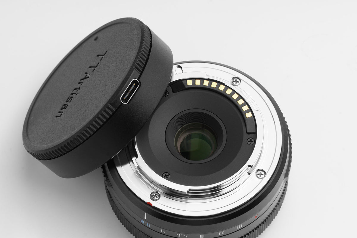 TTArtisan AF 27mm f/2.8, rear mount with contacts and USB-C rear cap for updates