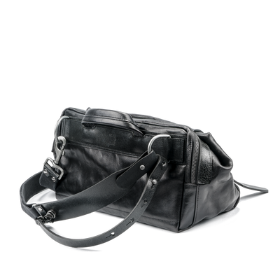 SALE ! WOTANCRAFT Full Leather Sling Bag "NIGHT RIDER" 9.5L, BLACK