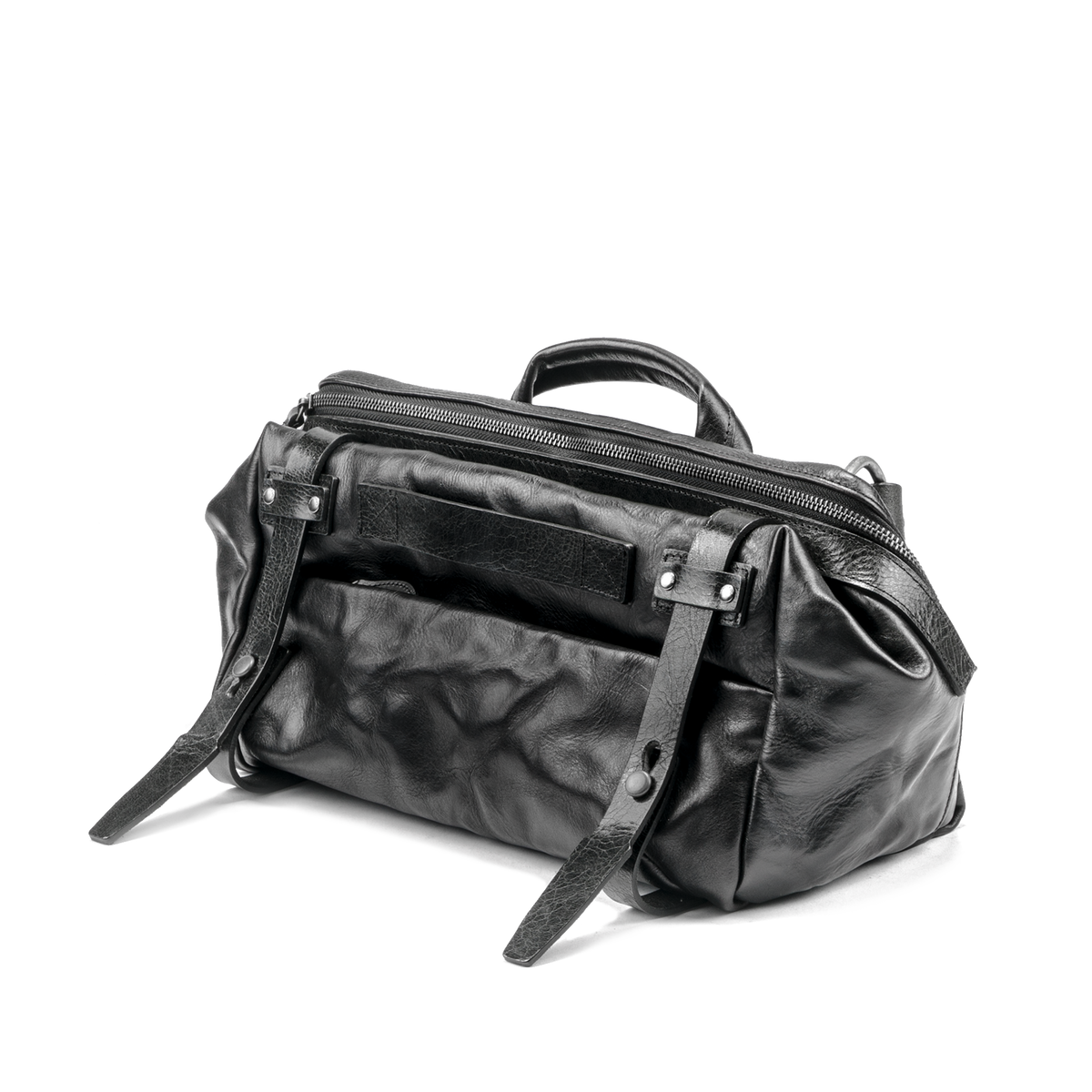 SALE ! WOTANCRAFT Full Leather Sling Bag "NIGHT RIDER" 9.5L, BLACK