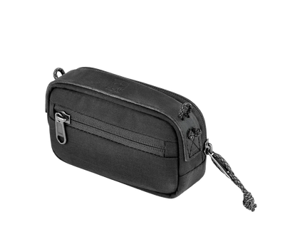 Wotancraft portable camera pouch in black canvas, small size, angled view