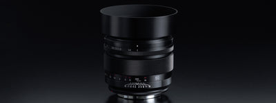 Voigtlander Nokton 50mm f/1.0 Asph Canon RF lens with lens hood fitted