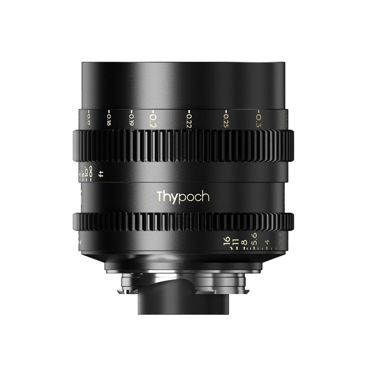 Thypoch Simera-C 16mm cine lens with Thypoch logo, rear mount view