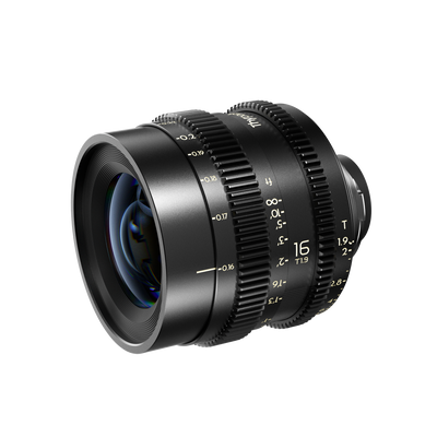 Thypoch Simera-C 16mm T1.9 cine lens, angled view of the front element