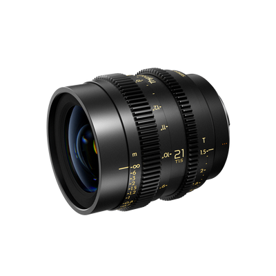 Thypoch Simera-C 21mm T1.5 cine lens, angled view of the front element
