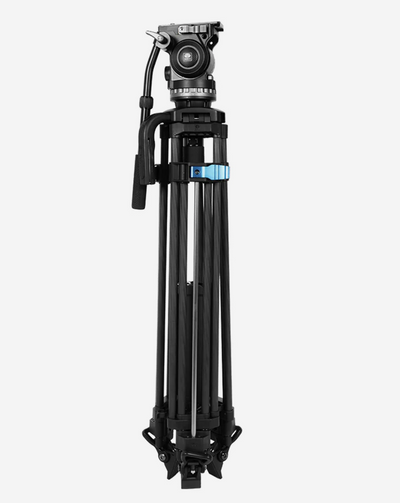 Sirui SQ75 video tripod kit folded for transport, with VHS-10 head attached